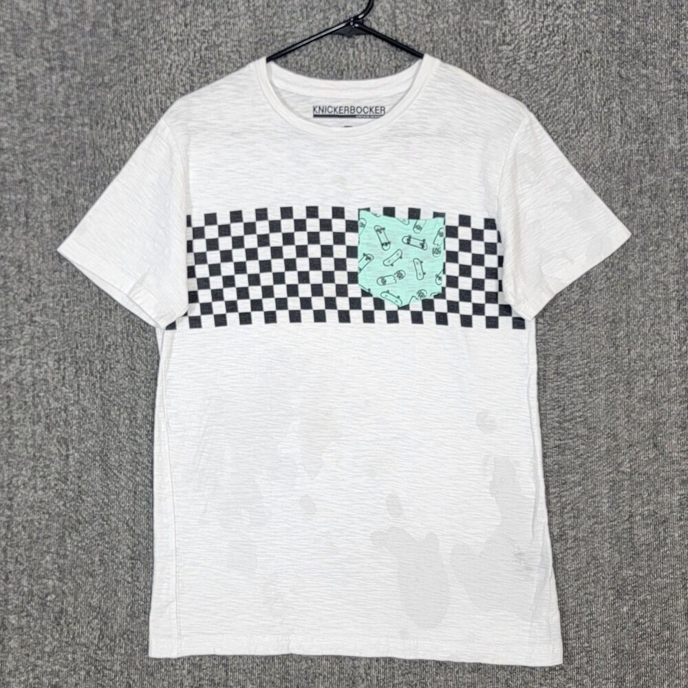 Knickerbocker Vintage Design T-Shirt S White Splatter Checkerboard Skateboards